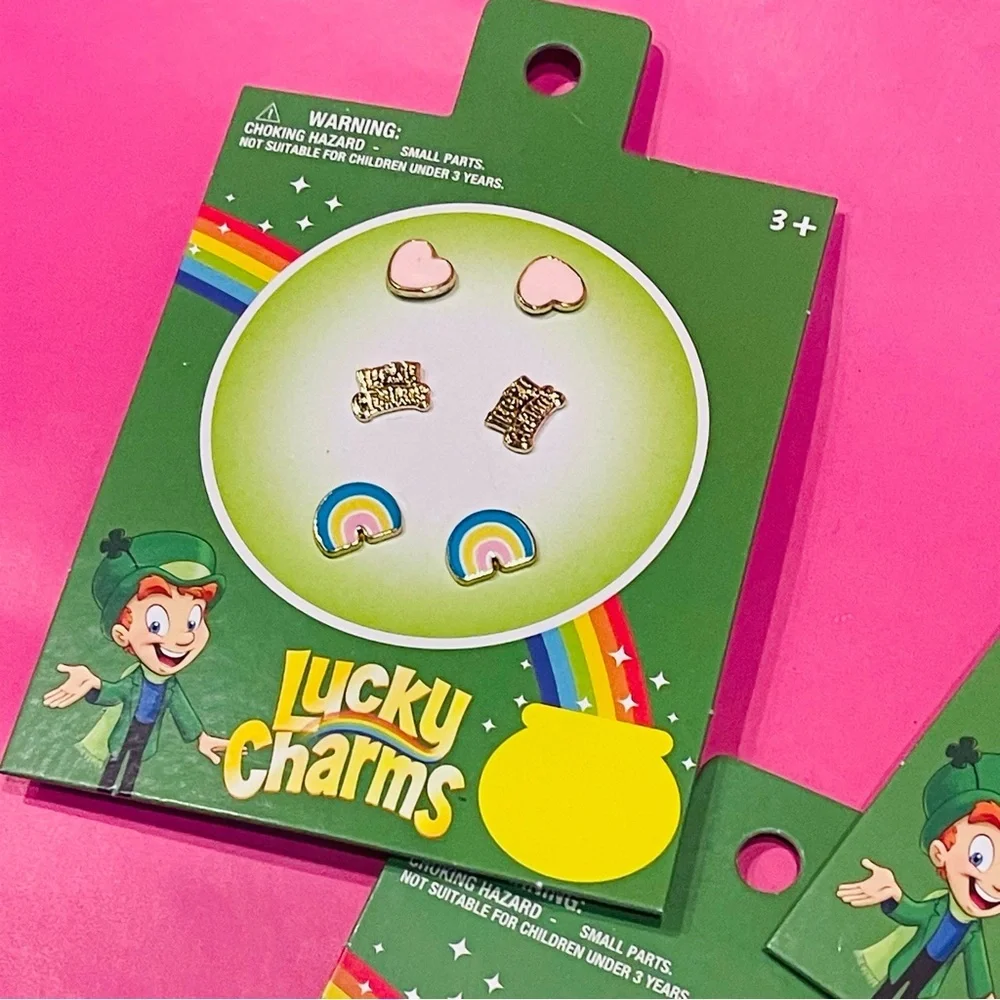 Kids Accessory Set - Lucky Charms Gold Tone Charm Bracelet and Earrings NEW